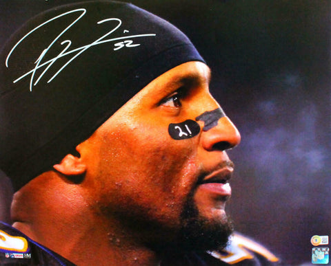 Ray Lewis Autographed Ravens 16x20 HM Face Close Up Photo -Beckett W Hologram