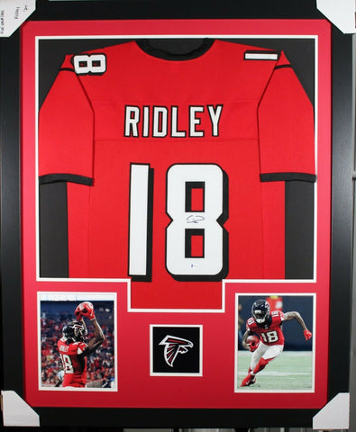 CALVIN RIDLEY (Falcons red TOWER) Signed Autographed Framed Jersey Beckett