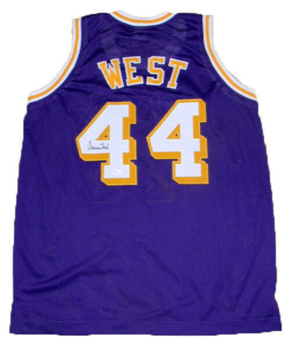 LOS ANGELES LAKERS JERRY WEST AUTOGRAPHED SIGNED 44 PURPLE BASKETBALL JERSEY JSA