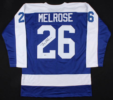 Barry Melrose Signed Maple Leafs Jersey (Beckett COA) NHL Career 1974-1987