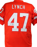 John Lynch Autographed Orange Pro Style Jersey- Beckett W *Black