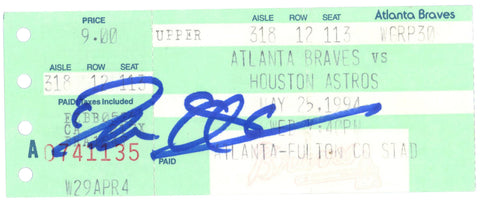 Deion Sanders Autographed Atlanta Braves 5/17/1994 vs Reds Ticket BAS 37176