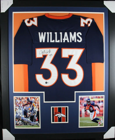 JAVONTE WILLIAMS (Broncos blue TOWER) Signed Autograph Framed Jersey Beckett