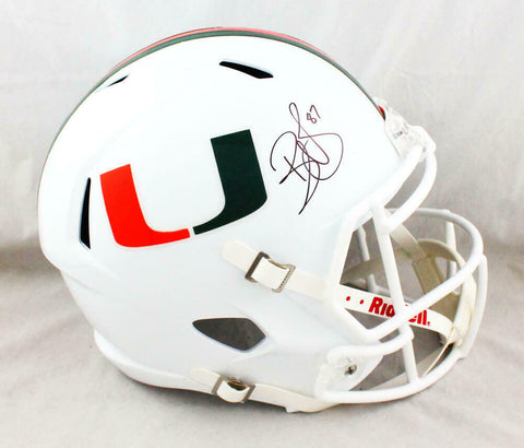 Reggie Wayne Autographed Miami Hurricanes F/S Speed Helmet - Beckett W Auth *Blk