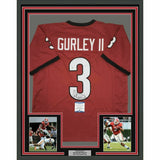 FRAMED Autographed/Signed TODD GURLEY 33x42 Georgia Red Jersey Beckett BAS COA