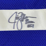 FRAMED Autographed/Signed JIM ZORN 33x42 Seattle Blue Football Jersey JSA COA