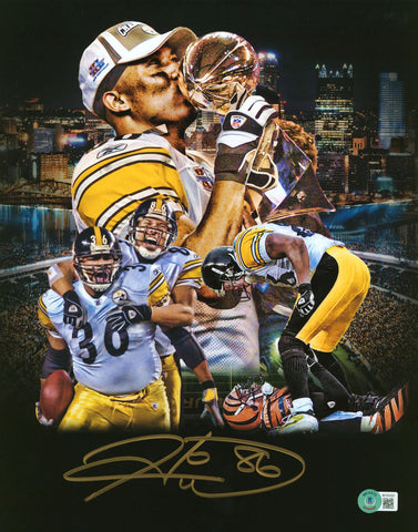 Steelers Hines Ward Authentic Signed 11x14 Custom Edit Photo BAS Witnessed