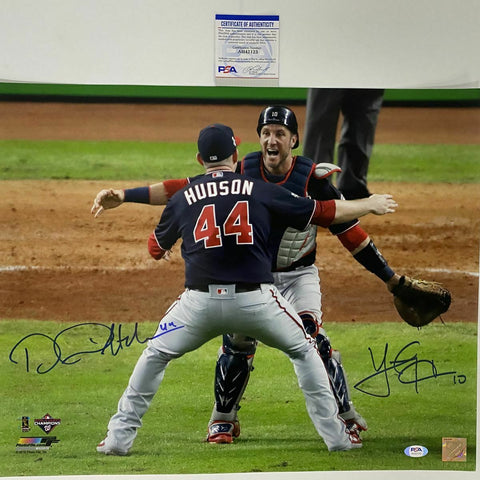 Autographed/Signed DANIEL HUDSON YAN GOMES 2019 World Series 16x20 Photo PSA COA