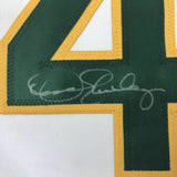 FRAMED Autographed/Signed DENNIS ECKERSLEY 33x42 Oakland White Jersey JSA COA