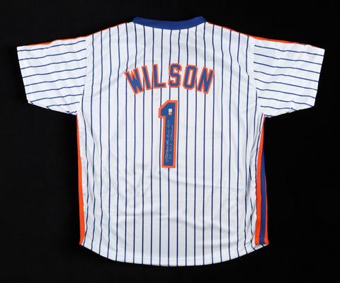 Mookie Wilson Signed New York Mets Jersey Inscribed 86 WSC (Steiner) 1986 Game 6