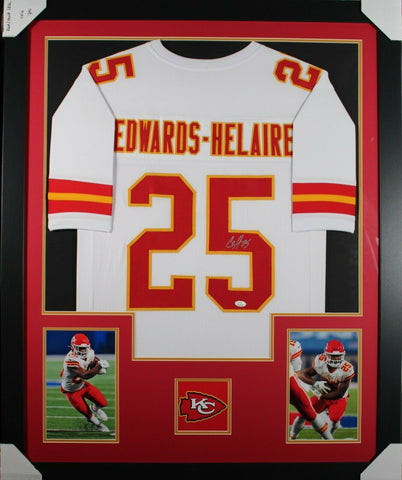 CLYDE EDWARDS-HELAIRE (Chiefs white TOWER) Signed Autographed Framed Jersey JSA