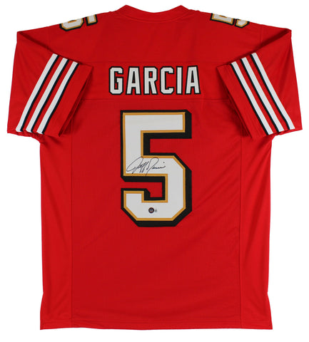 Jeff Garcia Authentic Signed Red Pro Style Jersey w/ Drop Shadow BAS Witnessed