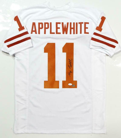 Major Applewhite Autographed White Pro Style Jersey- JSA Authenticated *R1