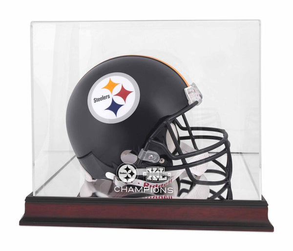 Pittsburgh Steelers Super Bowl XL Champs Mahogany Helmet Logo Display Case
