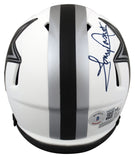 Cowboys Tony Dorsett Signed Lunar Speed Mini Helmet w/ Navy Blue Sig BAS Witness