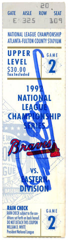 Deion Sanders Autographed Atlanta Braves 1992 NLCS Game 2 Ticket BAS 37150