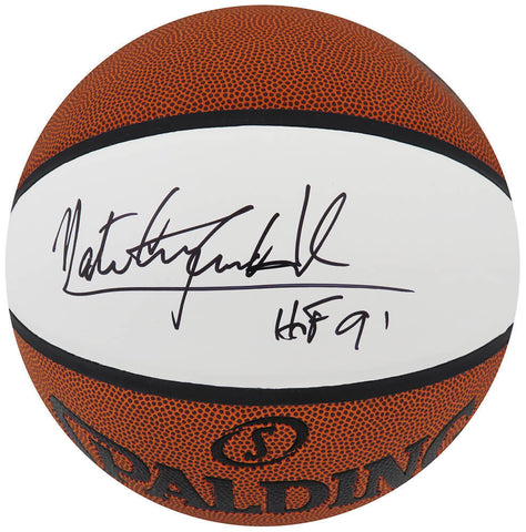 Nate Tiny Archibald Signed Spalding White Panel Basketball w/HOF'91 - (SS COA)