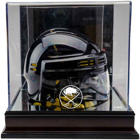 Buffalo Sabres (2020-Present) Mahogany Logo Mini Helmet Display Case