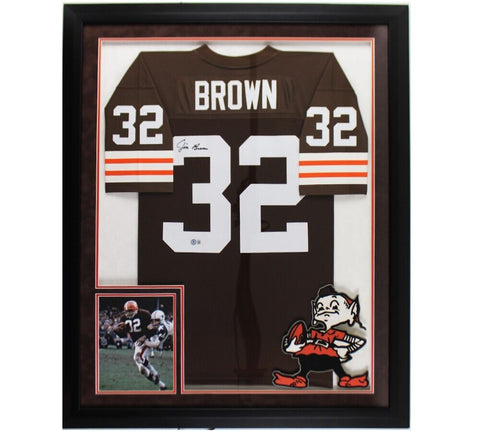 Jim Brown Signed Cleveland Browns LED Framed M&N Premium NFL Jersey