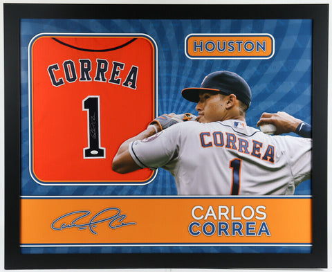 Carlos Correa Signed Houston Astros 35x43 Framed Jersey (JSA Hologram) 2015 ROY