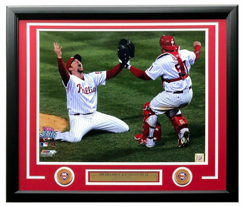 Brad Lidge Carlos Ruiz Framed 16x20 2008 Phillies World Series Photofile Photo