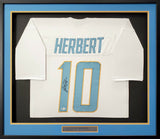 CHARGERS JUSTIN HERBERT AUTOGRAPHED SIGNED FRAMED WHITE JERSEY BECKETT 191177