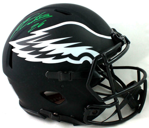 Miles Sanders Autographed Eagles F/S Eclipse Authentic Helmet- JSA W Auth *Green