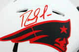 Randy Moss Autographed Patriots Lunar Speed Mini Helmet-Beckett W Hologram *Red