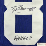 FRAMED Autographed/Signed DREW PEARSON ROH 2011 33x42 Dallas Blue Jersey JSA COA