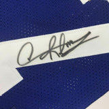FRAMED Autographed/Signed DENNIS RODMAN 33x42 Dallas Blue Jersey PSA/DNA COA