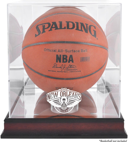 New Orleans Pelicans Mahogany Logo Basketball Display Case