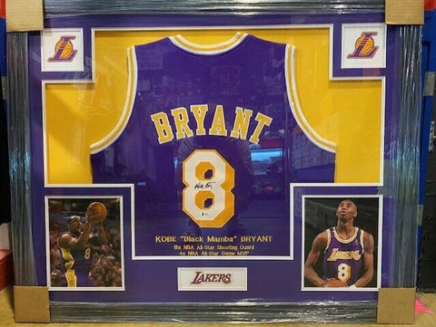 Kobe Bryant Signed Los Angeles Laker 35"x43" Framed Jersey (Beckett) 5xNBA Champ