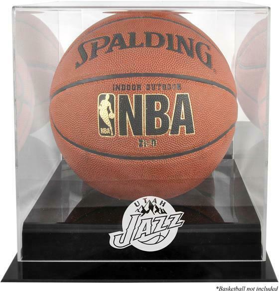 Utah Jazz Black Base Team Logo Basketball Display Case-Fanatics