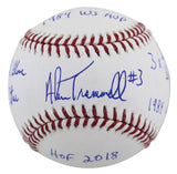Tigers Alan Trammell "Career Stat" Authentic Signed Oml Baseball BAS Witnessed