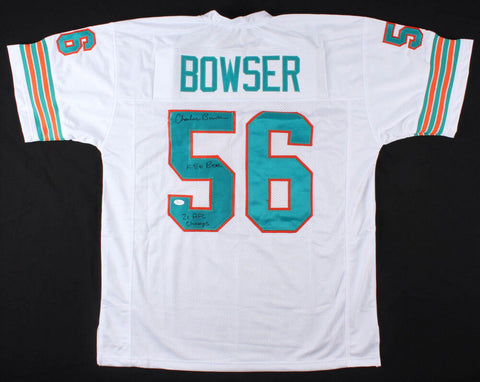 Charles Bowser Signed Dolphins Jersey Inscribed Killer Bee & 2X AFC Champs (JSA)