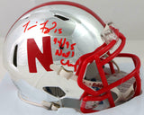 Tommie Frazier Sugned Nebraska Chrome Mini Helmet w/ Insc- Beckett W Auth *Red