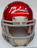 Mac Jones Autographed Patriots Flash Red Mini Helmet (Damaged) Beckett WS86318