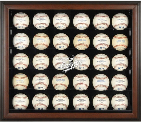Orioles Logo Brown Framed 30-Ball Display Case - Fanatics