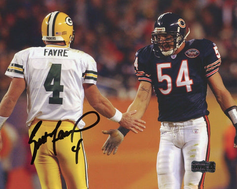 Brett Favre Signed Green Bay Packers 8x10 Photo - Black Ink With Urlacher
