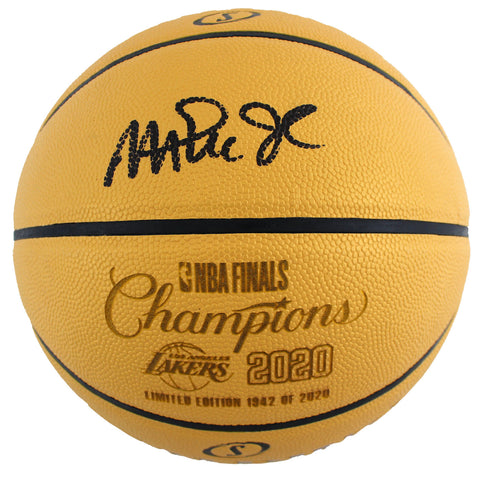 Lakers Magic Johnson Signed 2020 Champion Logo Gold Basketball BAS Witnessed