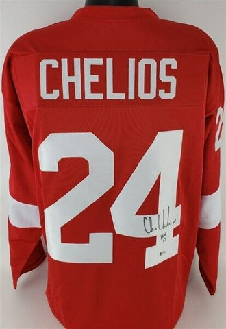 Chris Chelios Signed Detroit RedWings Jersey (Beckett COA) NHL Hall of Fame 2013