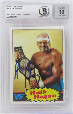 Hulk Hogan Autographed WWF 1985 Topps RC Card #1 (Beckett/Auto 10)