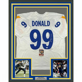 FRAMED Autographed/Signed AARON DONALD 33x42 Los Angeles White Jersey JSA COA