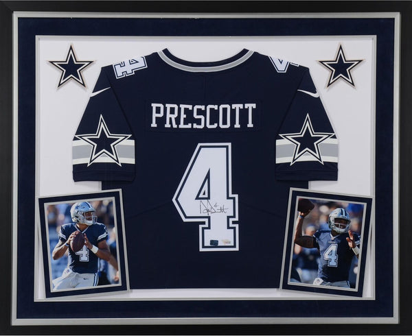Dak Prescott Dallas Cowboys Deluxe Framed Signed Blue Limited Jersey