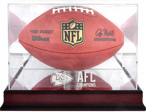 Kansas City Chiefs 2020 AFC Champs Mahogany Logo Football Display Case