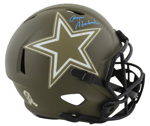 Cowboys Roger Staubach Signed Salute To Service Full Size Speed Rep Helmet BAS W