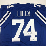 Autographed/Signed Bob Lilly Dallas Retro Blue Football Jersey Tristar COA Holo