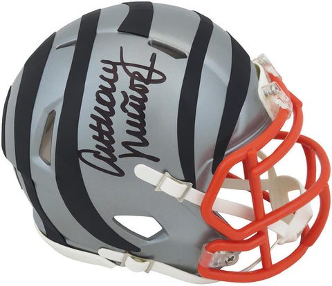 Anthony Munoz Signed Cincinnati Bengals FLASH Riddell Speed Mini Helmet (SS COA)