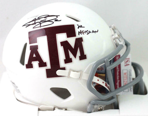 Johnny Manziel Signed Texas A&M White Speed Mini Helmet w/Insc - JSA W Auth *Blk