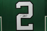 JALEN HURTS (Eagles green SKYLINE) Signed Autographed Framed Jersey JSA
